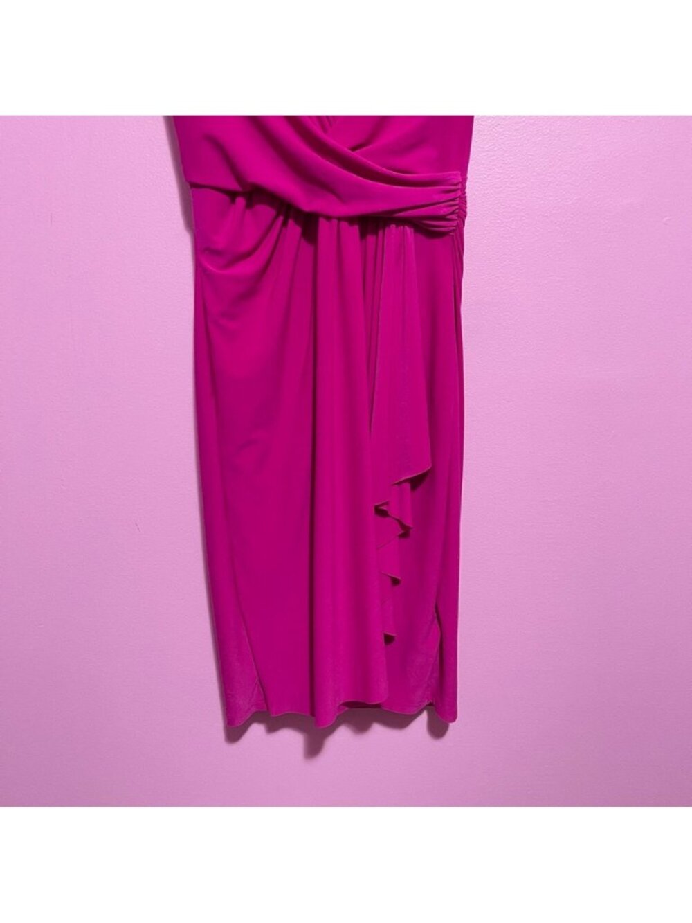 Lauren Ralph Lauren Magenta Wrap-Style Sleeveless‎ Dress Women’s 8 Petite - Picture 4 of 9